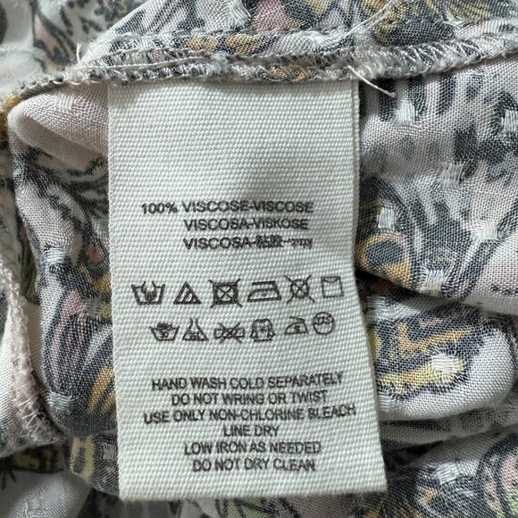 Free‎ People Dress Women's Medium Boho Flowing Long Sleeve Tie Detail Floral - Picture 8 of 13